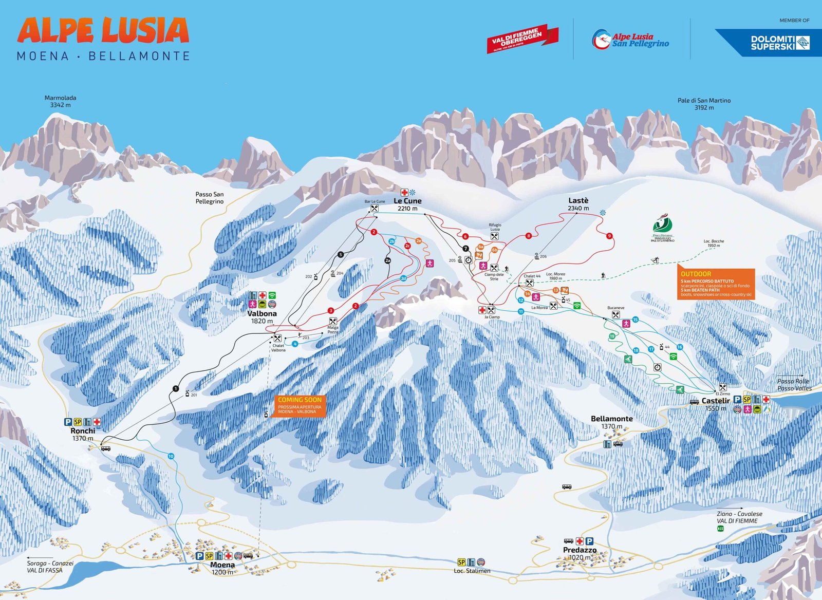 Alpe De Lusia Piste Map